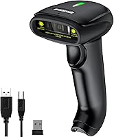 Vista 1 de symcode - Escáner de código de barras inalámbrico USB, lector de código de barras láser 1D automático de mano de 2.4 GHz, distancia de transmisión