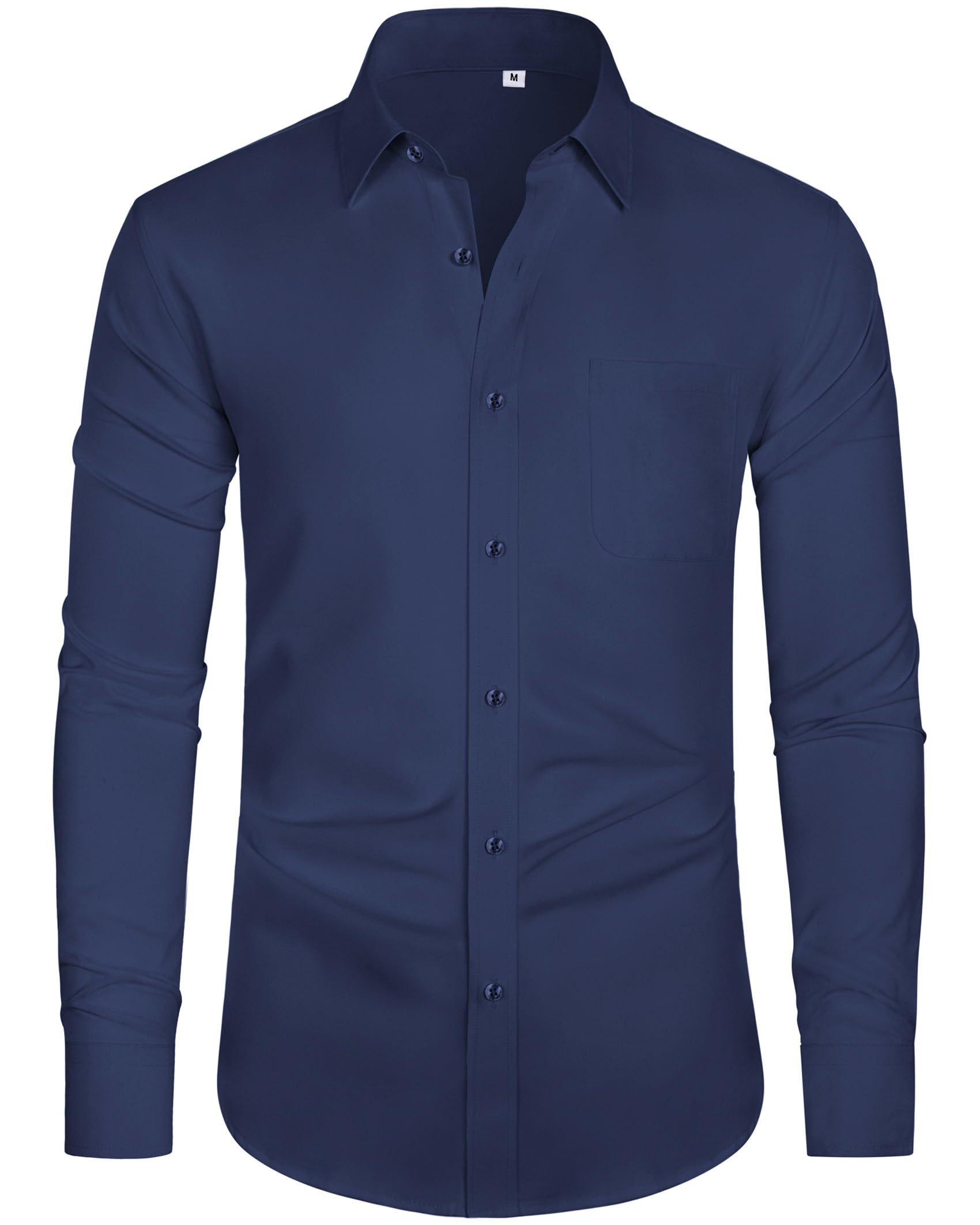 J.VER Hemd Herren Langarm Businesshemden Knitterfreies Stretchhemd Regular Fit Freizeithemden Bügelleichtes Unifarben Anzughemd