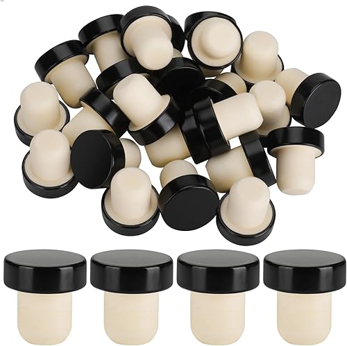 Tapón de corcho para botella de vino con parte superior de plástico negro, cápsulas termorretráctiles de cloruro de polivinilo dorado, rojo y negro,