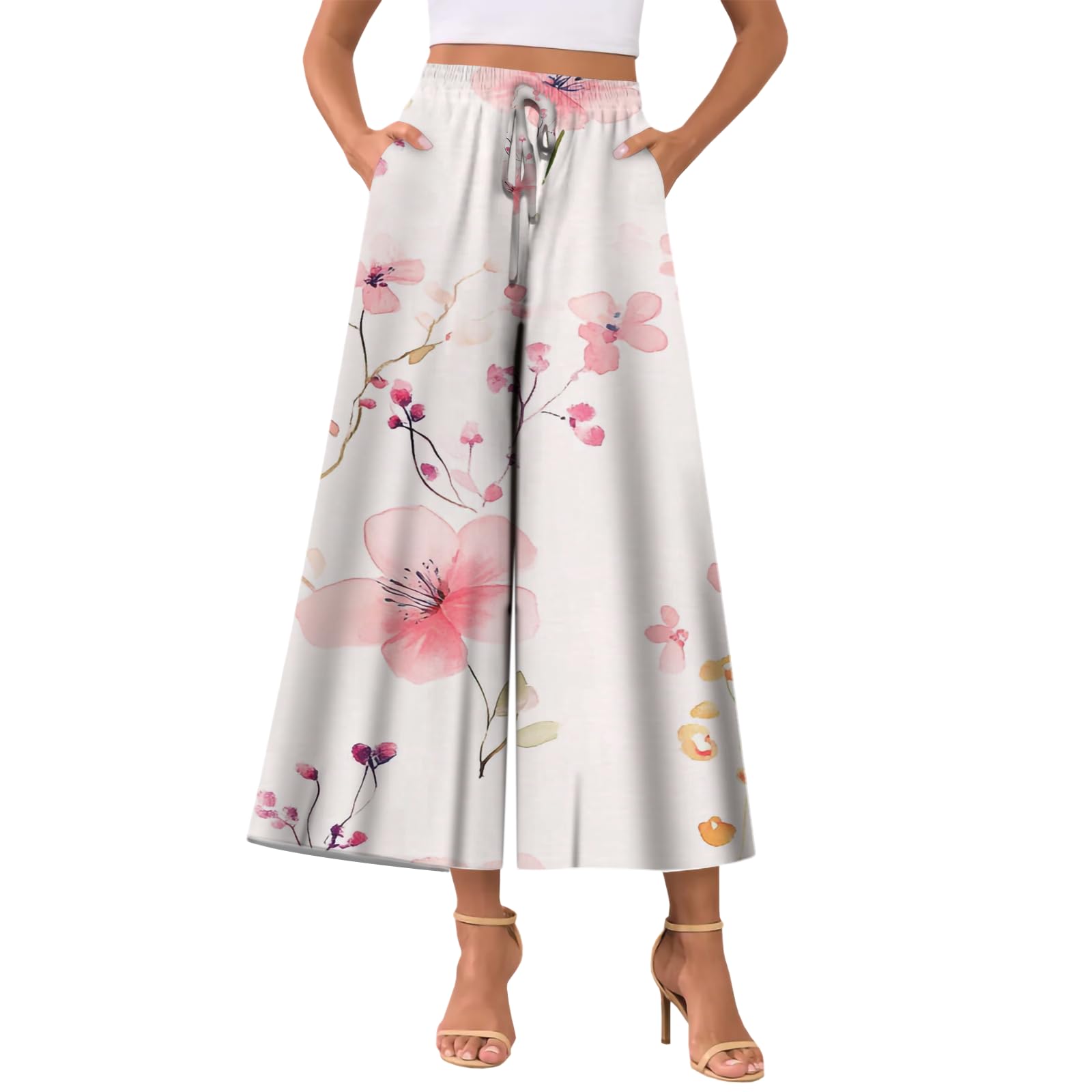 Oversized Pants for Women Casual Adjustable Drawstring Summer Comfortable Outfit Lightweight Wide Leg Pants