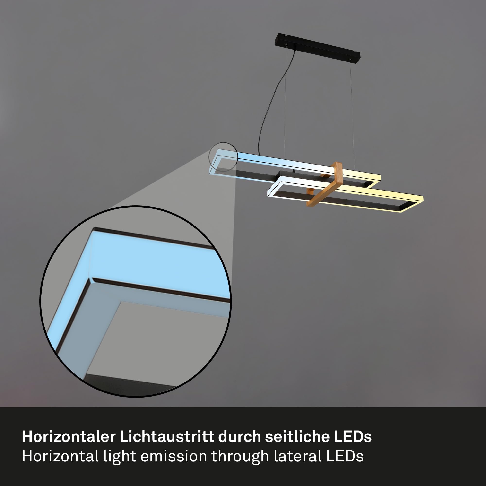 BRILONER – Dimmbare LED Pendelleuchte CCT, Fernbedienung, Nachtlicht und Timer, LED Deckenleuchte, Lampe, Wohnzimmerlampe, Hängelampe, Küchenlampe mit Holz
