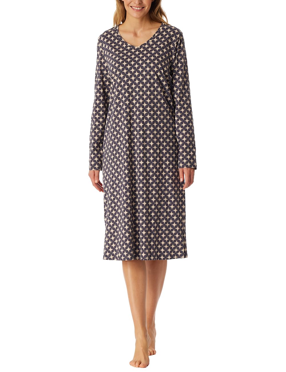 Schiesser Koszulka nocna Kobiety Schiesser Damen Nachthemd Langarm Weiche Baumwolle Bigshirt mit Taschen - Nightwear
