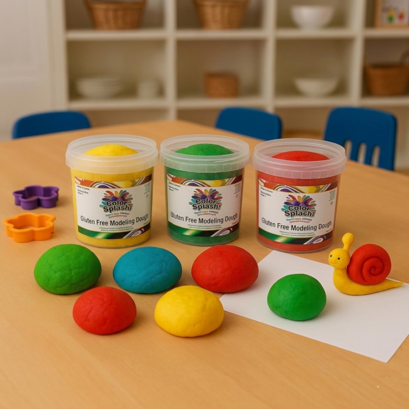 Color Splash Wheat & Gluten Free Classic Dough, 6 Colors, 2.2 lb Each (Set of 6) – Non-Toxic, Allergen-Free Modeling Dough for Kids, Classroom & Sensory Play
