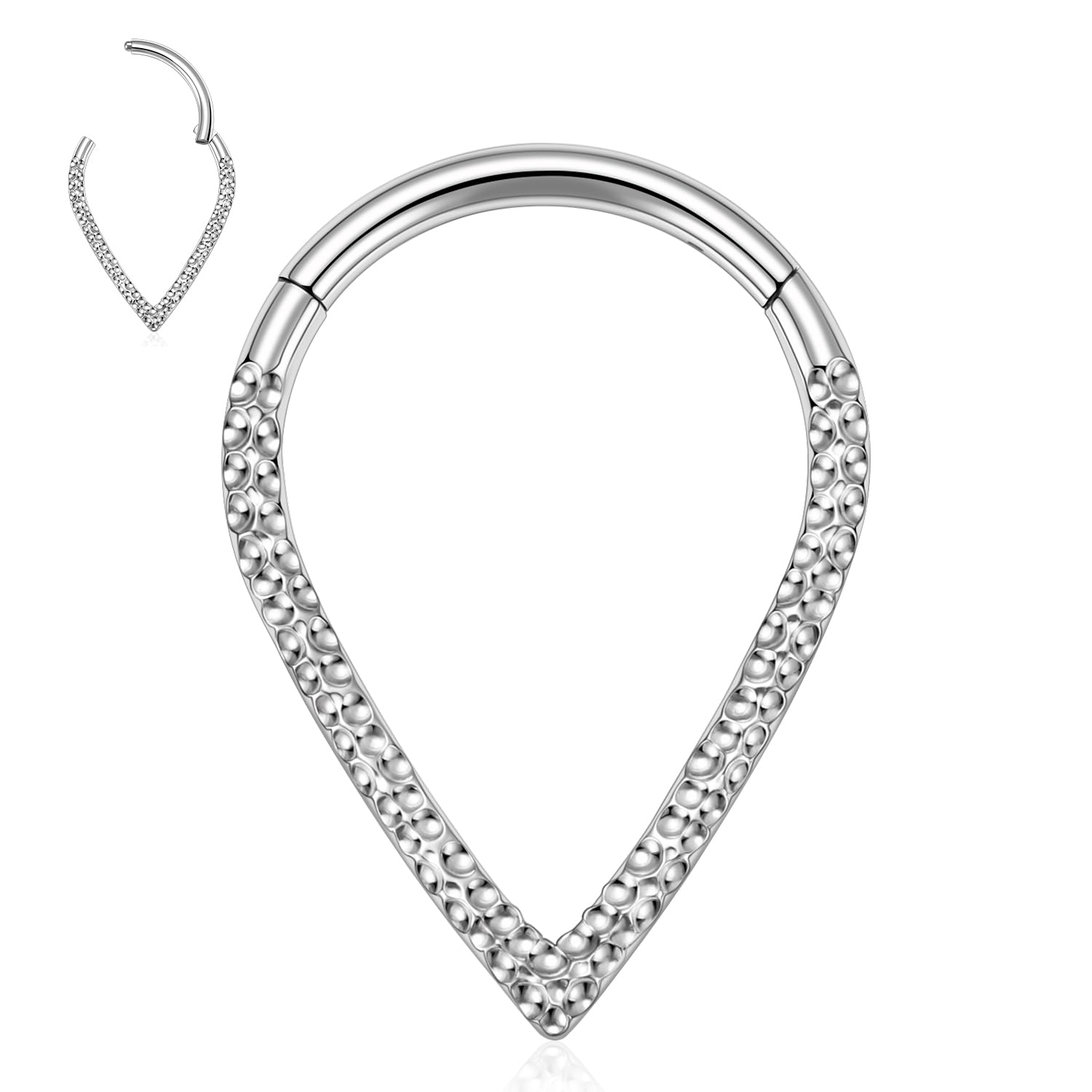 hengkaixuan Teardrop Daith Earrings Septum Jewellery Nose Hoop Ring Surgical Steel Daith Rook Tragus Piercing Jewellery Septum Clicker Ring Small Hoop Earring — view 6