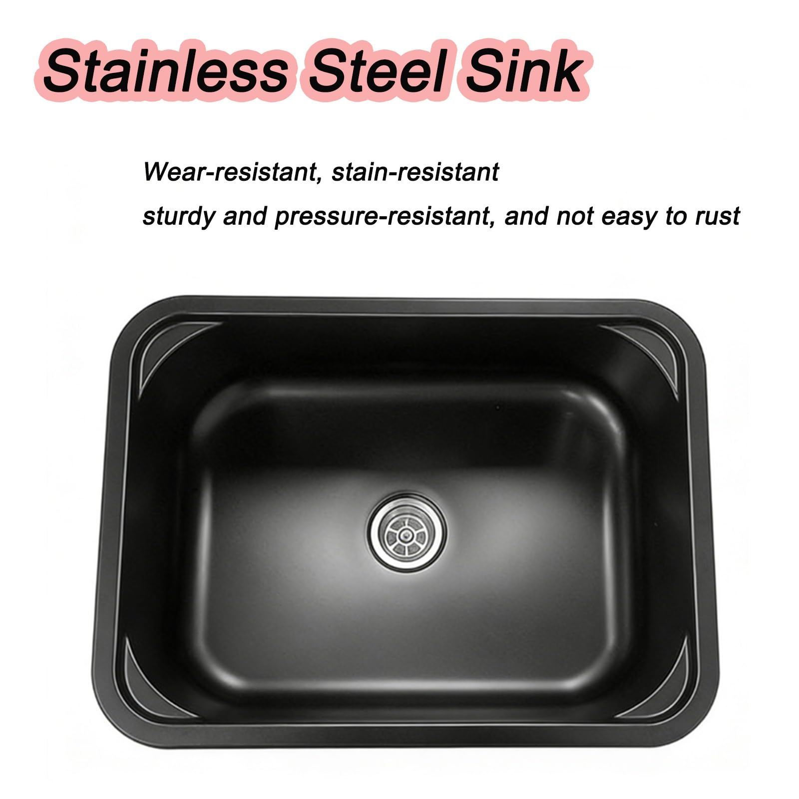 Fregadero Portatil Camping, Fregadero de Acero Inoxidable con Grifo, Lavabo Caravana con Tapa y Desagüe, Apto para Caravanas, Autocaravanas