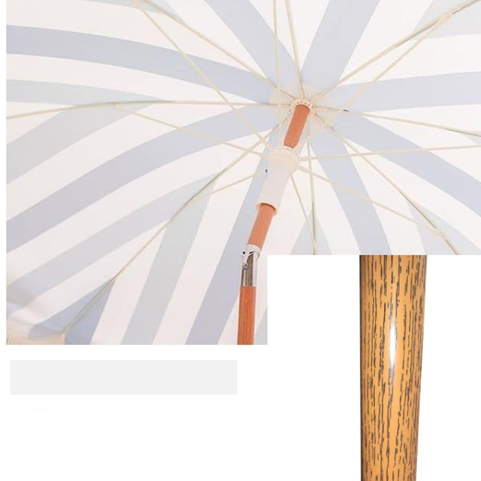 Ombrello da giardino con apertura a bottone, impermeabile, con nappa, asta e stecche in legno, con borsa per il trasporto, per terrazza e piscina
