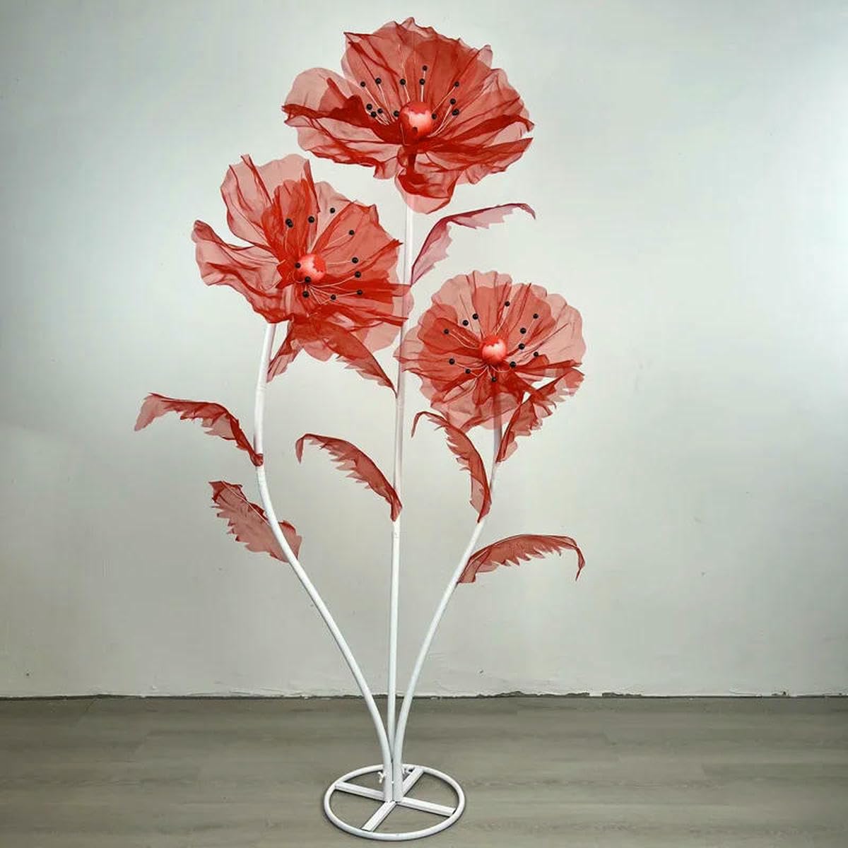 3 große künstliche Blumen, Hochzeitsdekoration, Requisite, Straßenblumen, Fensterdekoration, Gartenparty, Heimdekoration, Mariage-Stil, B-Orange, 3 Stück pro Set