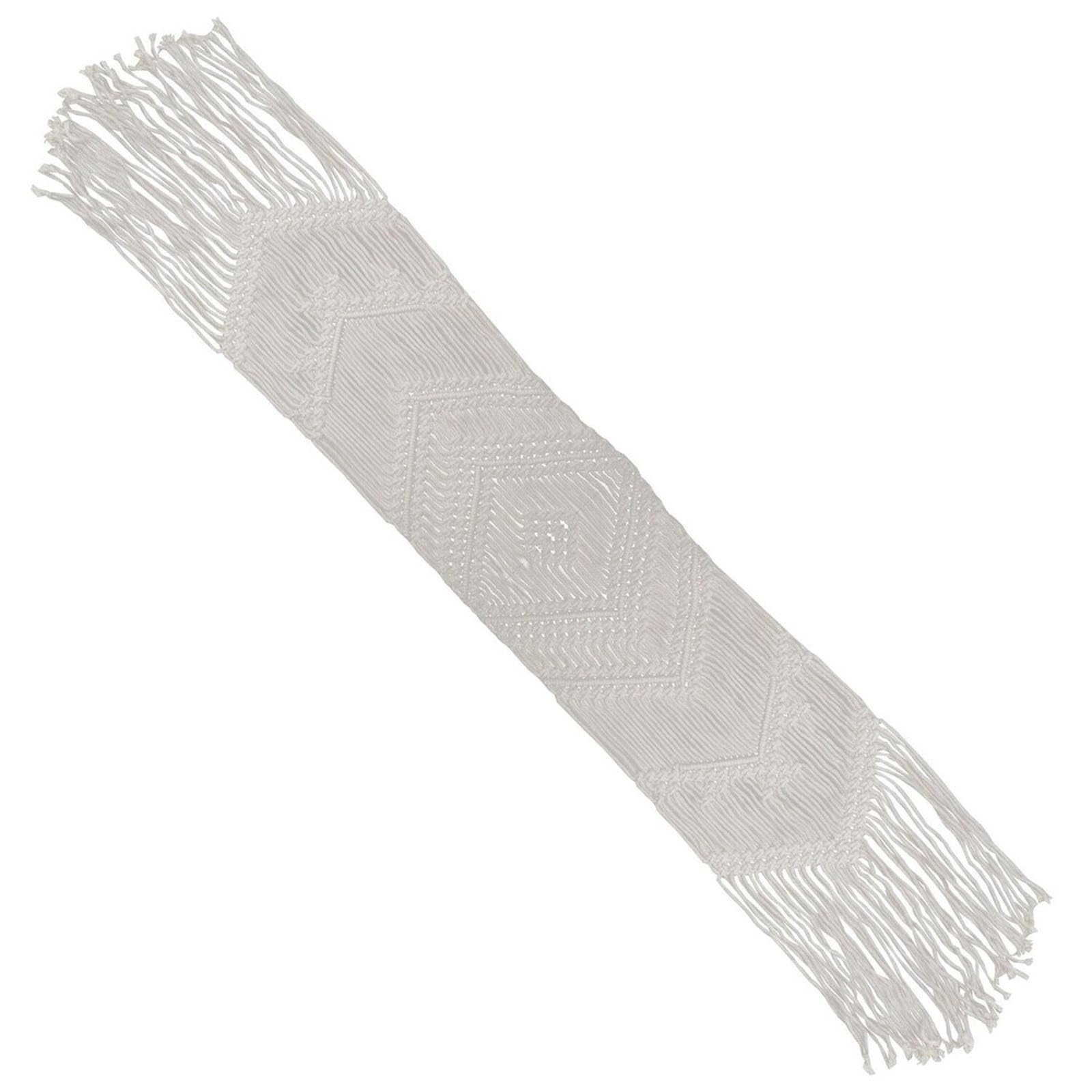 Camino de Mesa de Macramé Bohemio Manteles Individuales de Lino Tejidos a Mano con Borlas para el Hogar para Fiestas Comedor y Cocina 35 x 220 cm