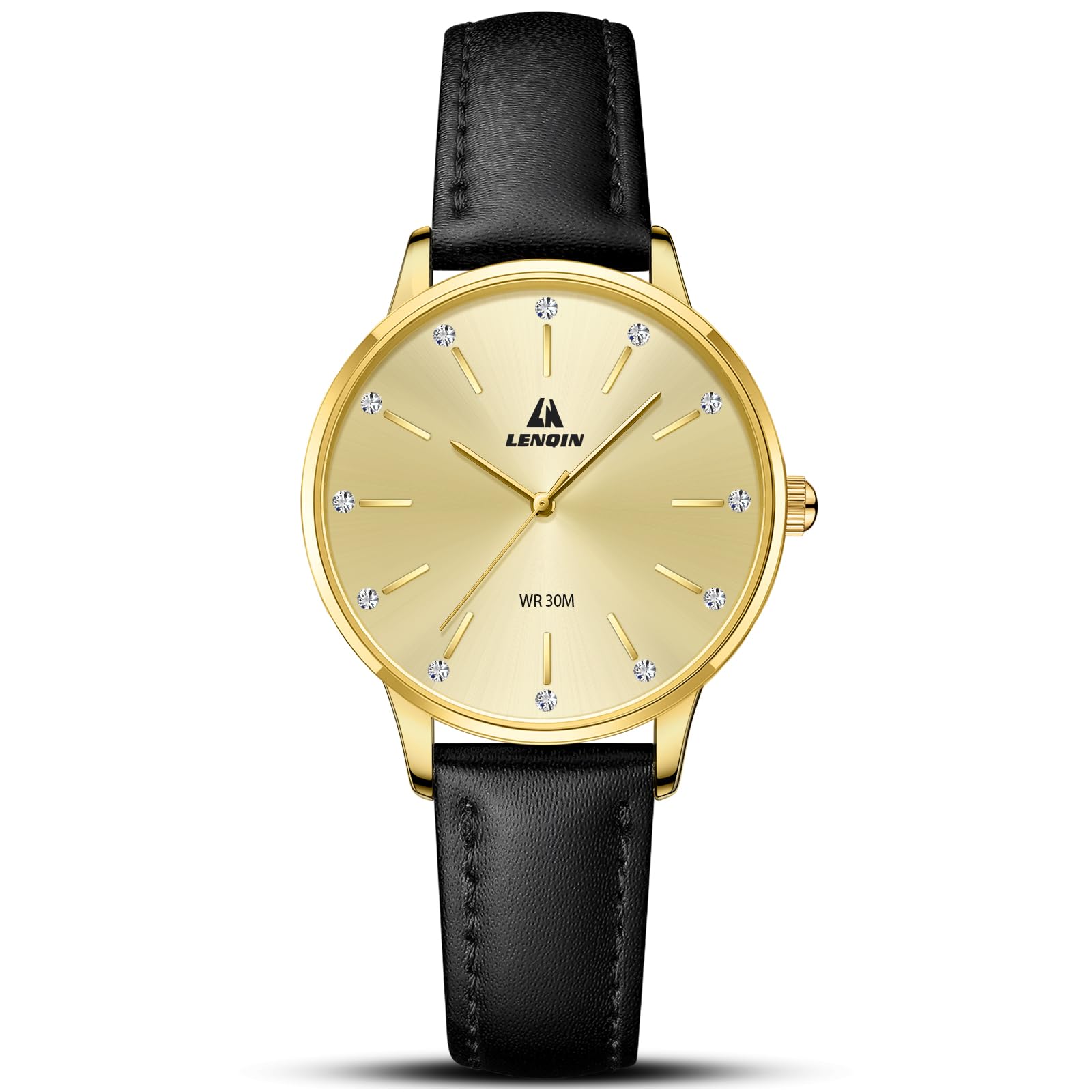 LN LENQIN Uhr Damen Armbanduhr Damen Uhr mit Großen Ziffern Analog Quarzuhr für Frauen mit Lederband