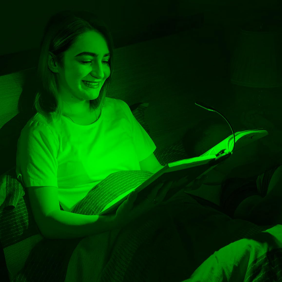 LXSINO Green Reading Light, Green (520nm) Clip-On Book Light for