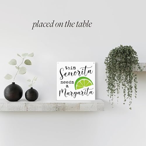 Miniatura 4 de HTBIG Letrero decorativo con texto en inglés This Senorita Needs A Margarita Lime para colgar en la pared para el hogar, cocina, bar, cafetería
