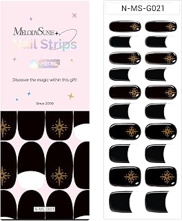 MelodySusie Semi Cured Gel Nail Strips (Stardust Noir)- Works with Nail lamp, Salon-Quality, Long Lasting, Easy to Apply & Remove - Includes 20pcs