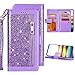Produktbild Kompatibel mit Samsung Galaxy S20 Plus Hülle Leder Tasche Brieftasche Flip Case Schutzhülle,Glänzend Bling Glitzer Diamant PU Leder Wallet Handytasche Handyhülle mit Kartenhalter,Lila