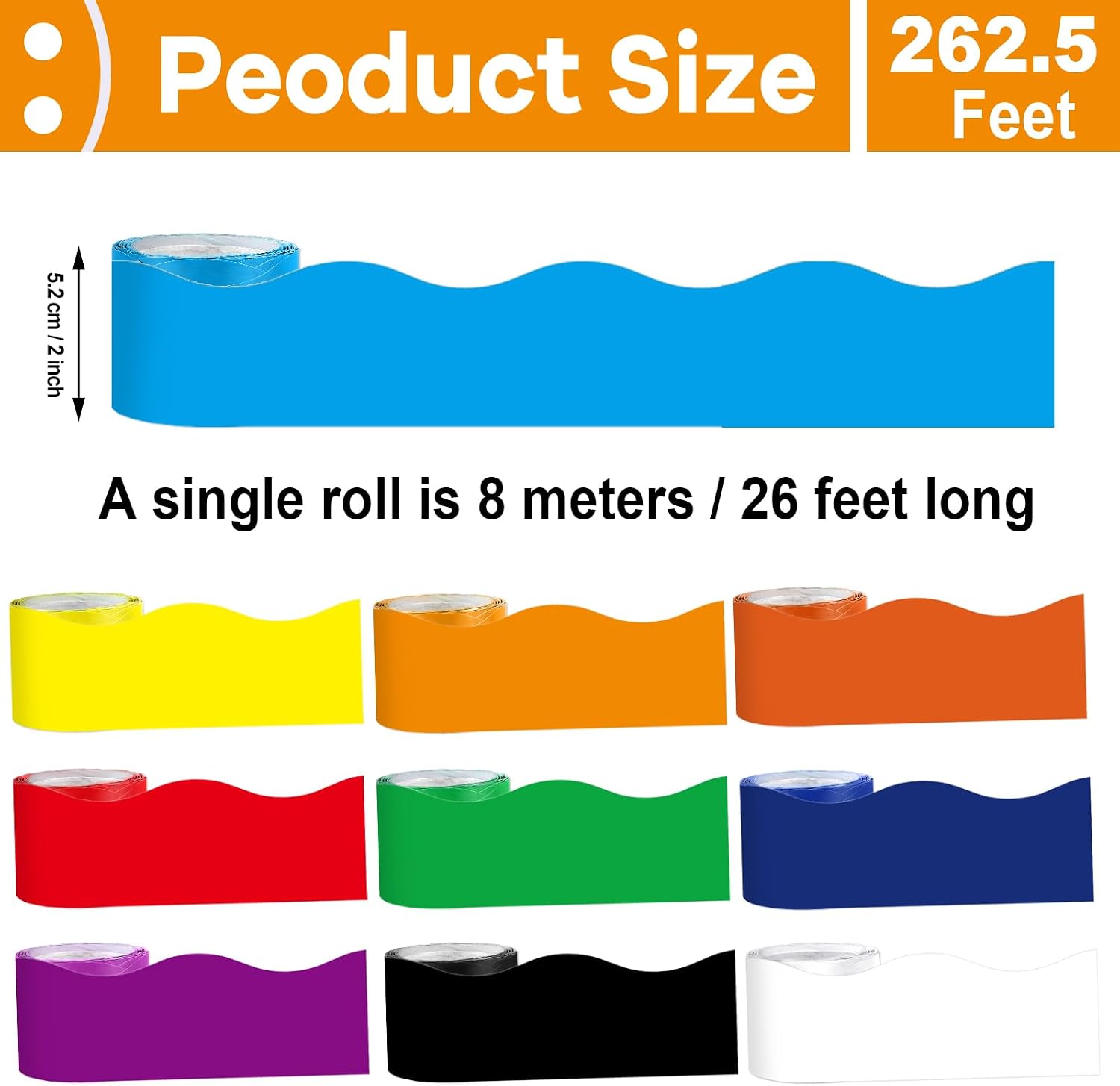 Wiooffen 10 Rolls 262ft Colorful Border for Bulletin Board Scalloped Trim Bulletin Board Decoration Classroom Border for Bulletin Board Back to School Supplies Office Wall Chalkboard Decor(Multicolor)