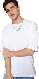 تيشرت بيسيك بقصة واسعة للرجال مصنوع من القطن بنسبة 100% مقاس كبير/واسع TMNSS22TS0318 من ترنديول