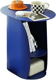 Side Table Modern Metal End Table Nightstand Accent Table with Flip-Topm Open Shelf for Living Room Couch Small Spaces Space Saver(Blue)
