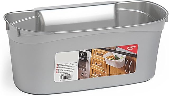 Plastific Kitchen Over Cabinet Drawer Door Basket Hanging Attach a Trash Waste Bin Box Heavy-duty Rubbish Bin for Kitchen Cabinet Bathroom Car Office Etc (1A-Silver)