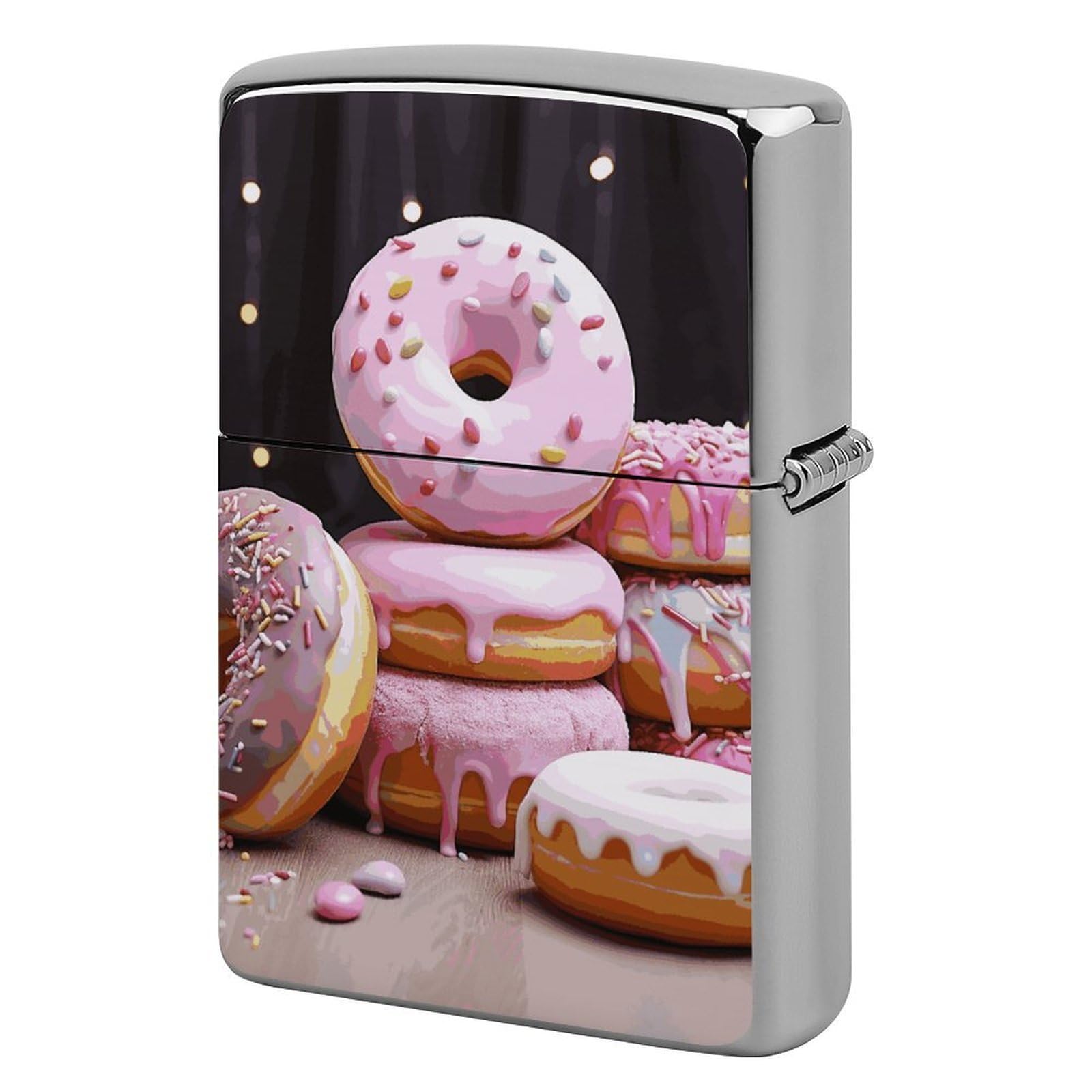Donuts Cake Lighter Case Vintage Metal Lighter Cover Reusable Lighter Protective Sleeve Unique Design Personalized Lighter Sleeve Holder Against Dust and Scratches