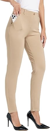 Willit Women's Yoga Dress Pants Skinny Work Slacks Leggings Slim Fit Stretch Office Casual Pants Pockets 27/28/29/30