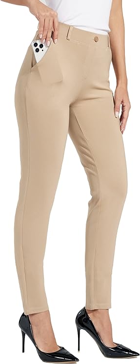 Willit Women's Yoga Dress Pants Skinny Work Slacks Leggings Slim Fit Stretch Office Casual Pants Pockets 27/28/29/30