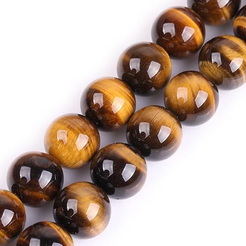GEM-Inside - Cuentas sueltas de ojo de tigre natural de 0.71 pulgadas (0.709 in), cuentas redondas de cristal energético para hacer joyas, 15