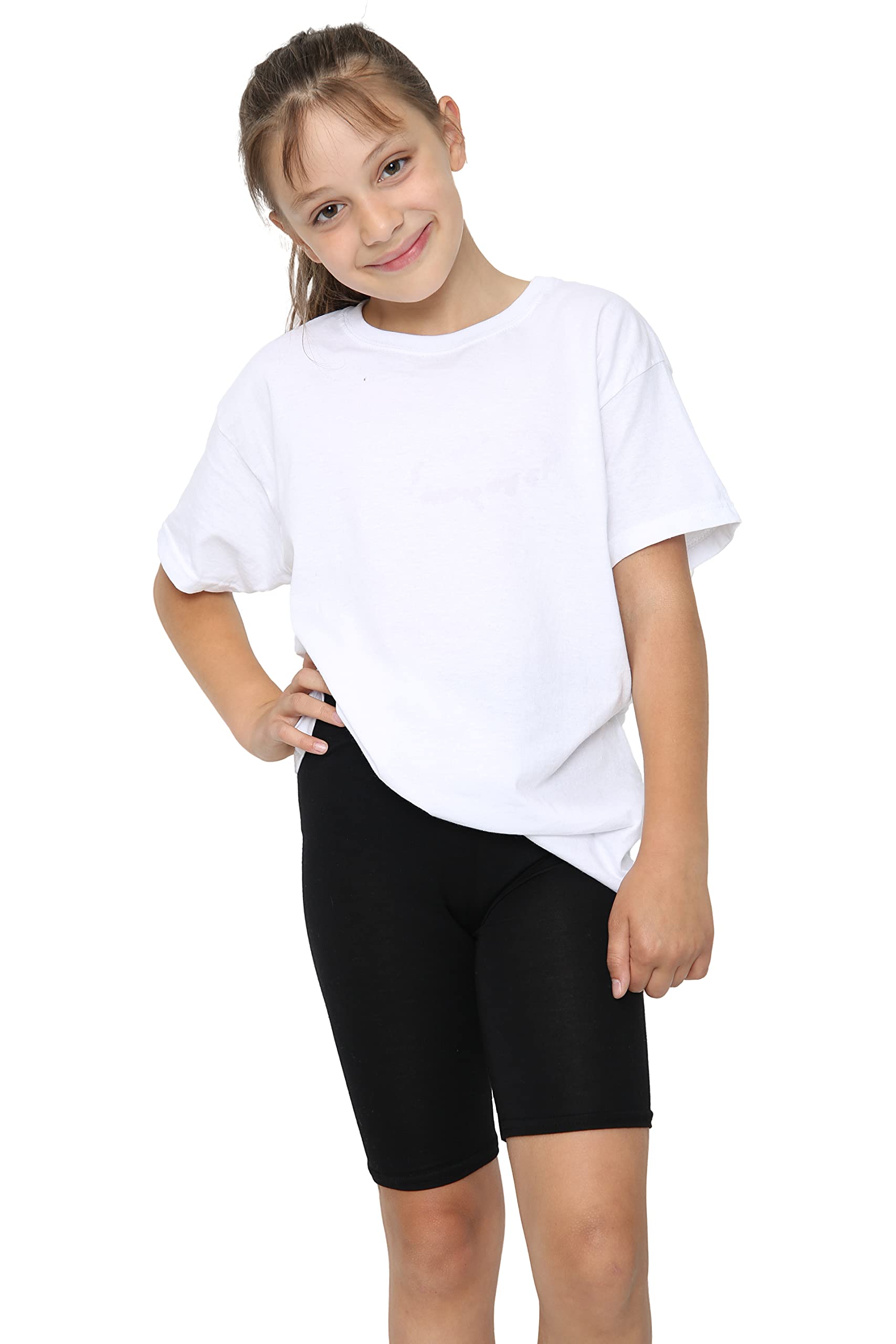 Lyallpur Girls Kids Stretch Cycling Shorts Hot Pants PE School Uniform Dance Gym Swim Viscose Fabric (Black, 11-12)
