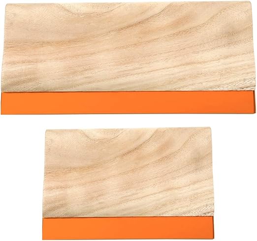 Caydo 2 Pieces 2 Sizes Screen Printing Squeegee, 75 Durometer Wooden Ink Scraper for Screen Printing, 9.4 and 5.9 inch