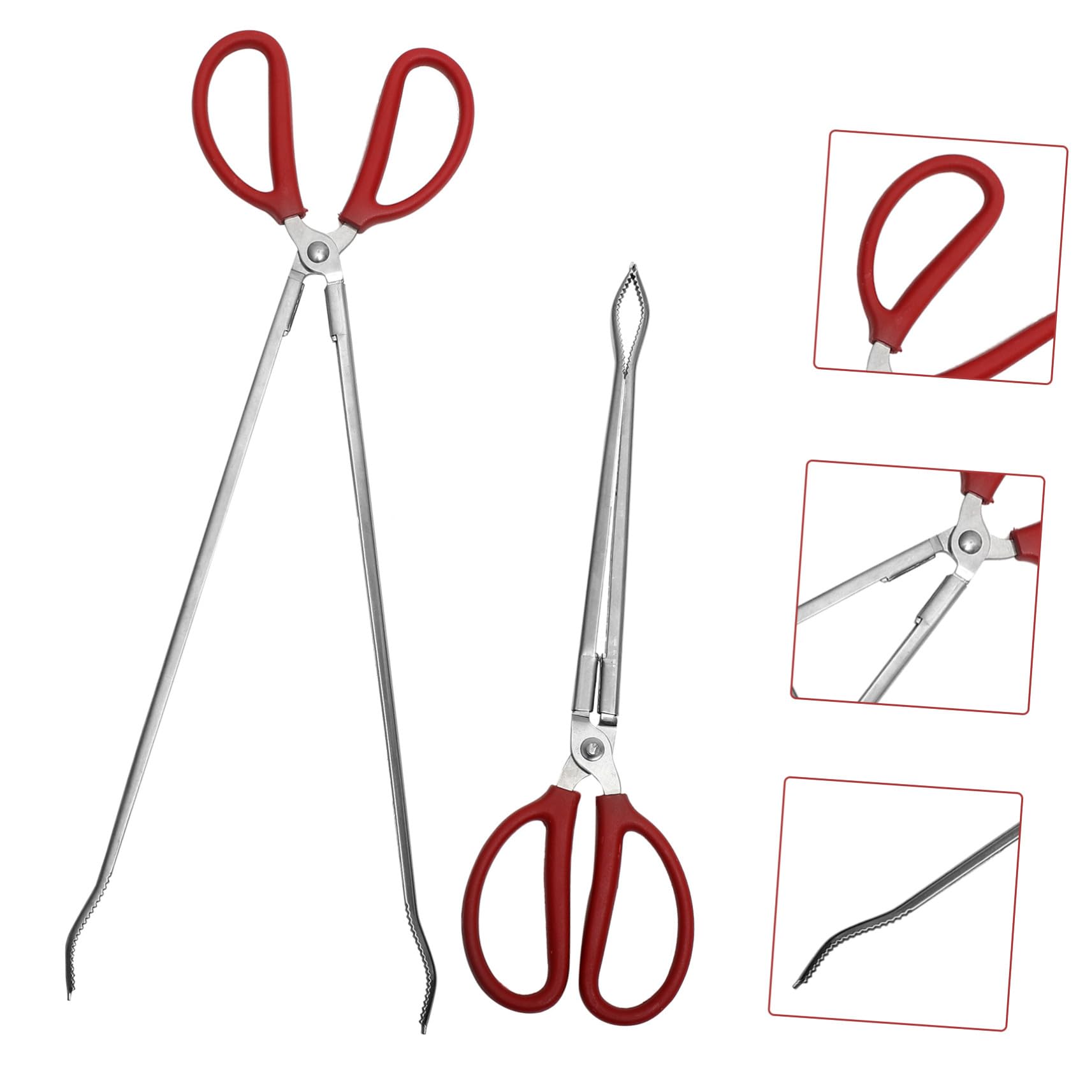 FOMIYES Pinzas Largas De Acero Inoxidable 2 Piezas (38 Cm y 51 Cm) Para Recoger Basura y Manipular Cangrejos, Anguilas y Peces De Barro, Herramienta Multiusos Para Exteriores, Jardinería y Pesca