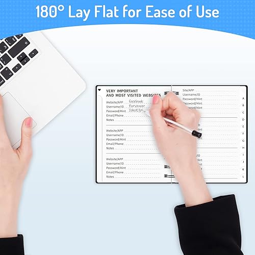 Miniatura 7 de Forvencer - Libro de contraseñas con pestañas alfabéticas individuales, pequeño, 10.2 x 14 cm, espiral, organizador de direcciones de Internet y