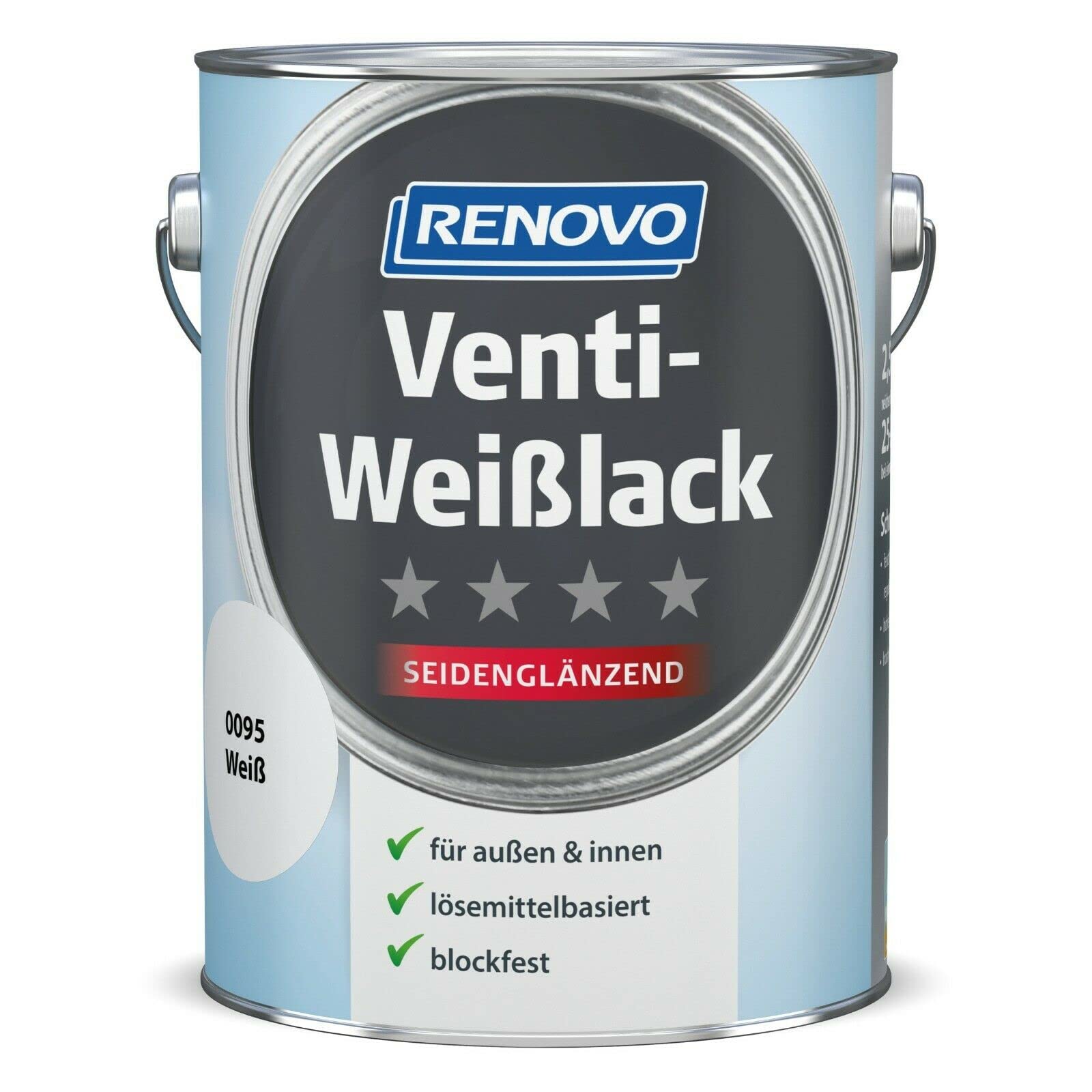 2,5 Liter Venti-Weißlack (13,18 €/Liter) Fensterlack aussen und innen seidenglänzend Ventilationslack (mittel)