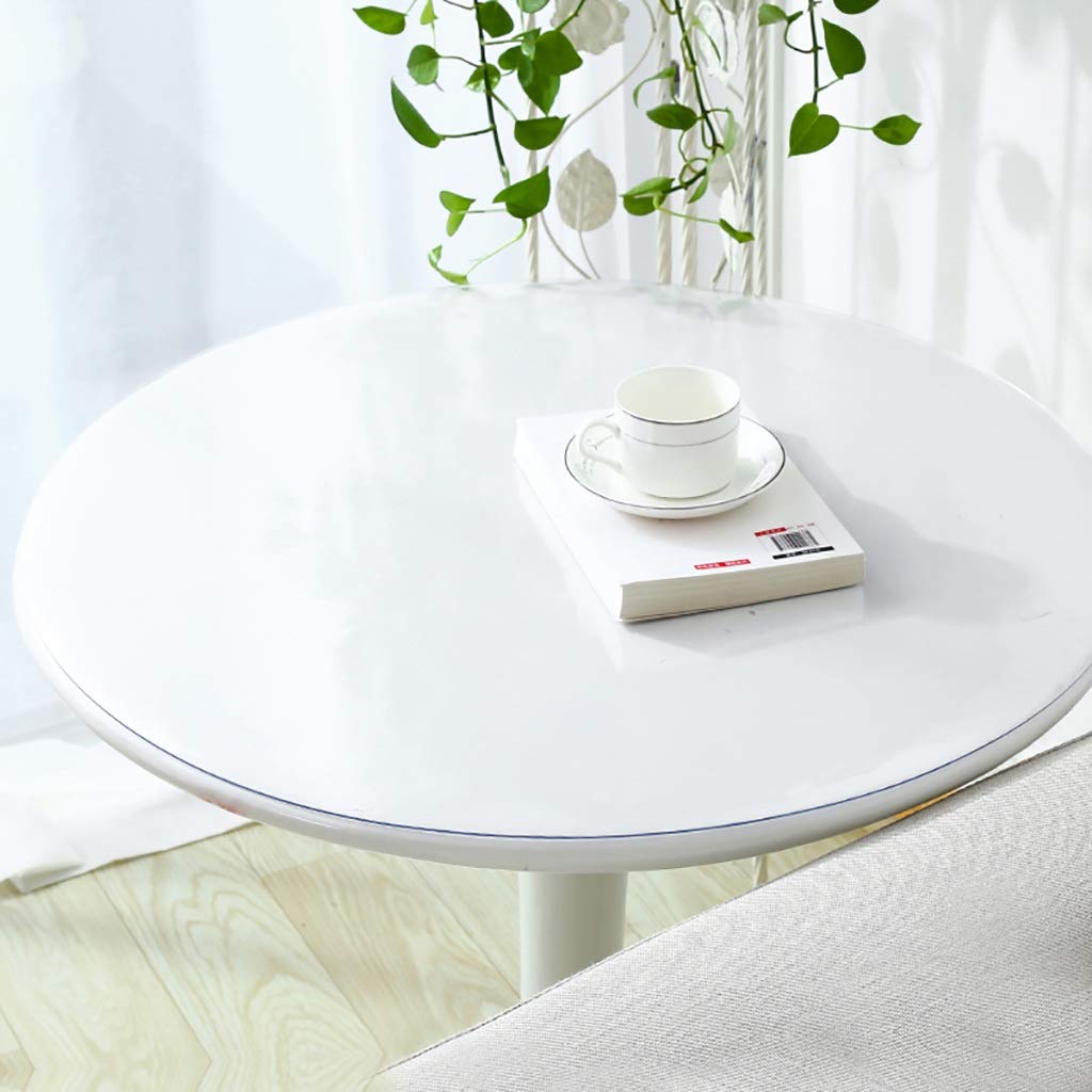 Nappe de table ronde en PVC verre doux transparent pour salon