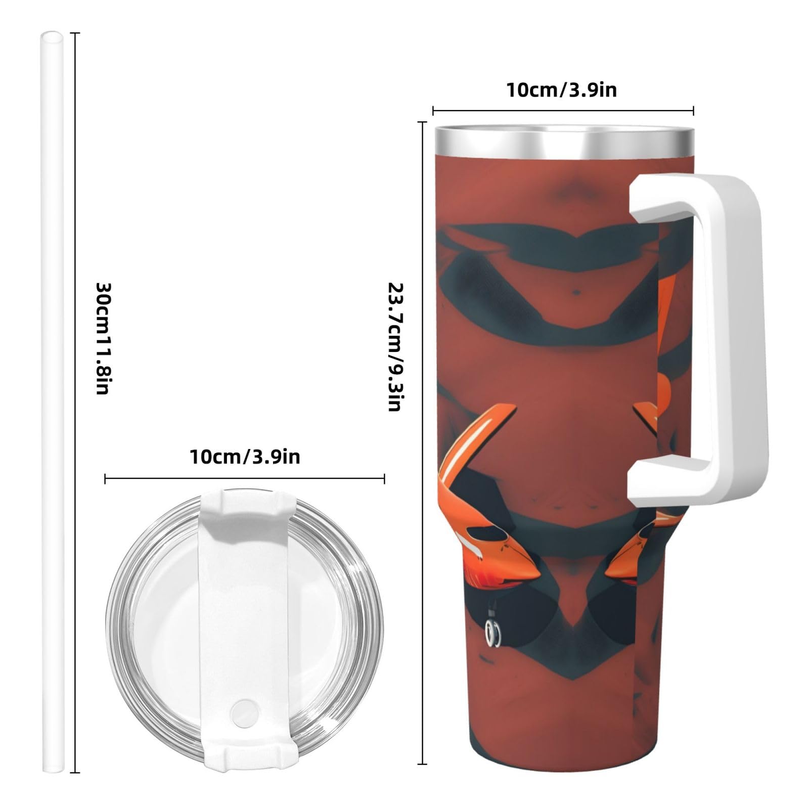 Mars Planet 1 doppelwandige, isolierte Wasserflasche mit Griff und Strohhalm-Deckel, Edelstahl, 1,2 l