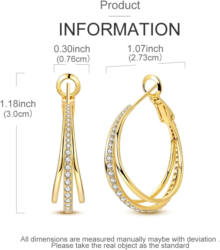 Parmuz 925 Sterling Silver Earrings Hoops for Women Ladies Simple Lightweight Twisted Medium Hoop Earrings With Cubic Zirconia Hypoallergenic Jewelry for Her - Image 7