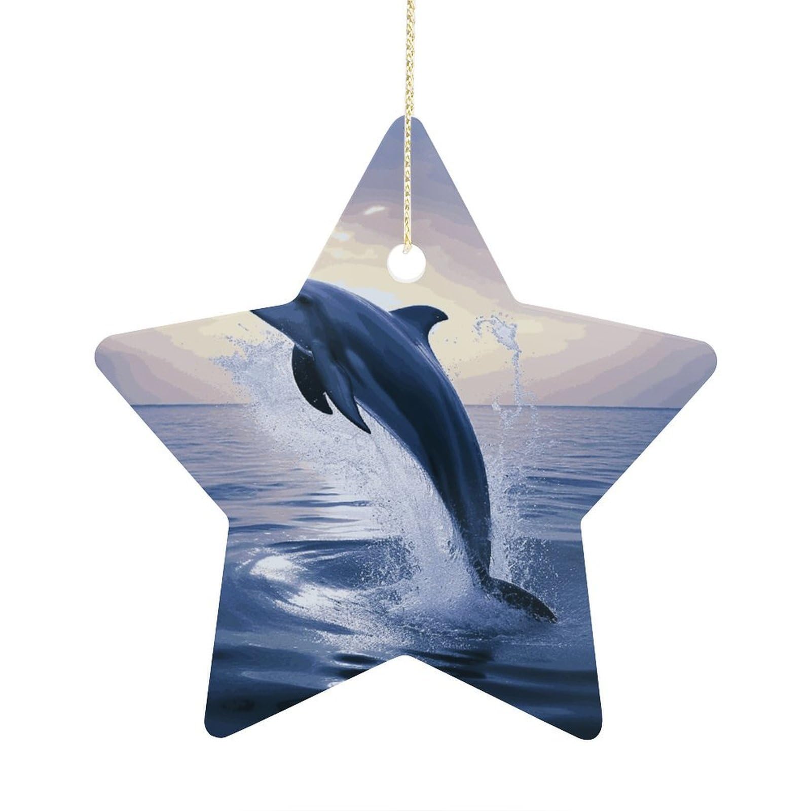 Fodpand Women's Style Elegant Dolphin Ornament With String, Keepsake Hanging Decorations,Ceramic Ornaments For Men Indoor Home Holiday Party Gifts