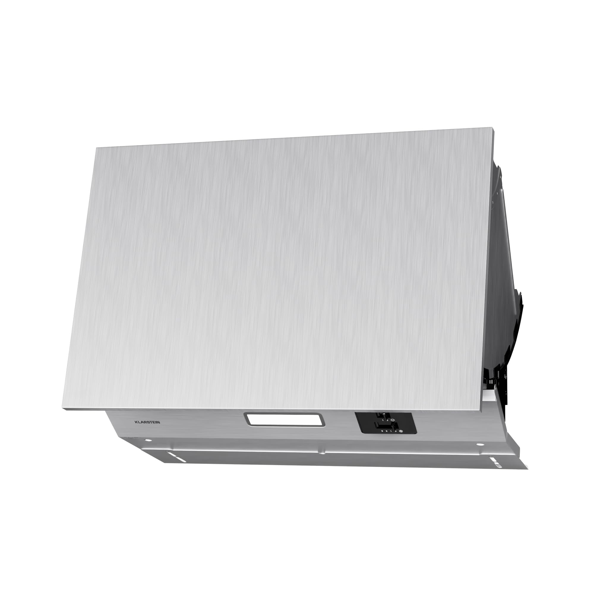 Klarstein Swift Square Hotte Aspirante, 60cm Hotte Cuisine Aspirante, Débit 380 m³/h, Double Moteur AC, Éclairage LED 2W, Filtre à Charbon Actif, Classe Énergétique C, Commande Tactile