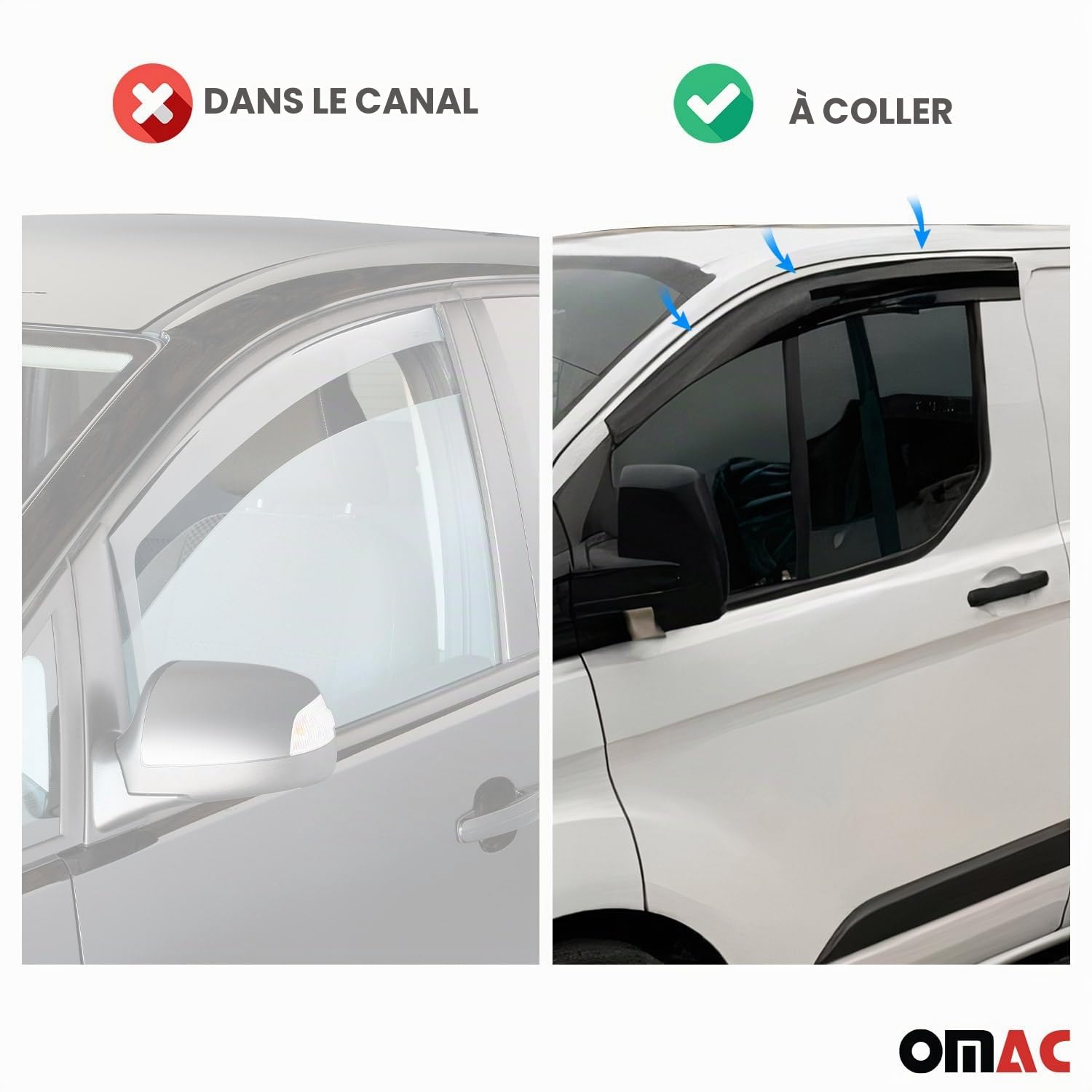 Lot de 2 déflecteurs de vent et de pluie compatibles avec Renault Kangoo 1998-2007 en acrylique foncé