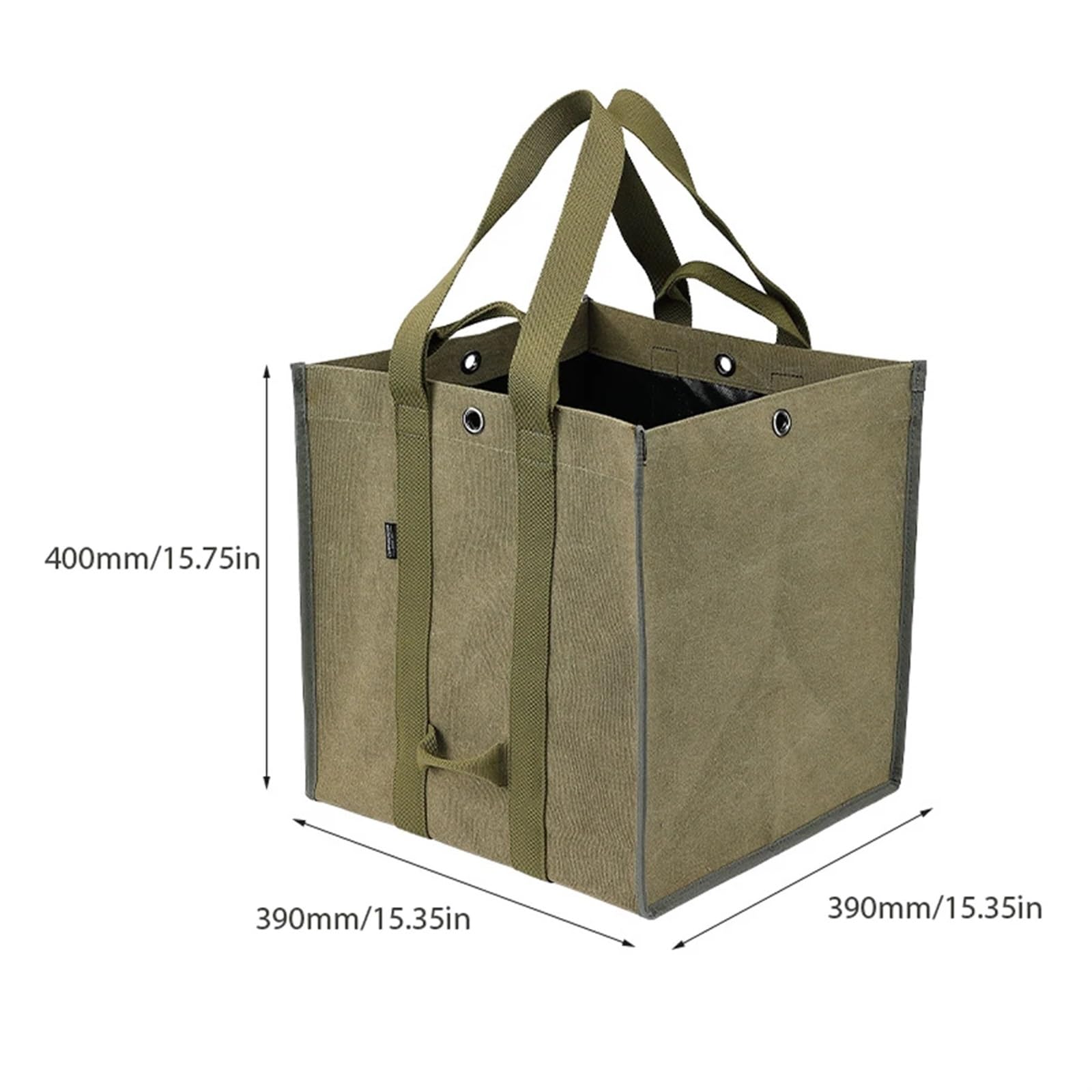 Canvas Firewood Storage Bag Large Capacity Dark Green