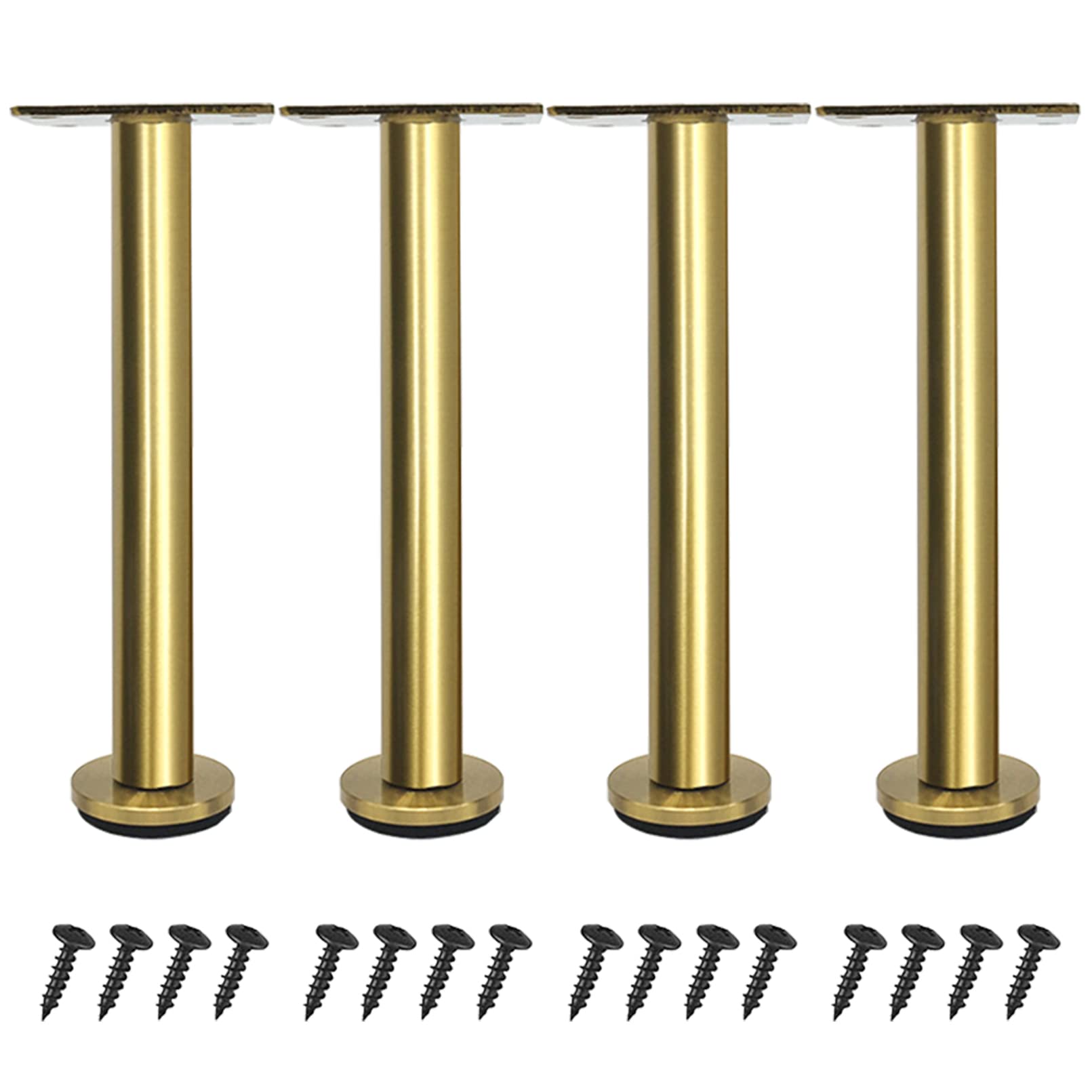 Genérico Juego de 4 Patas de Mesa Ajustables Doradas Patas Redondas para Muebles Patas de Soporte de Acero Inoxidable Patas para Cocina TV Tocador Muebles de Baño Tornilincluidos (30 cm Dorados)
