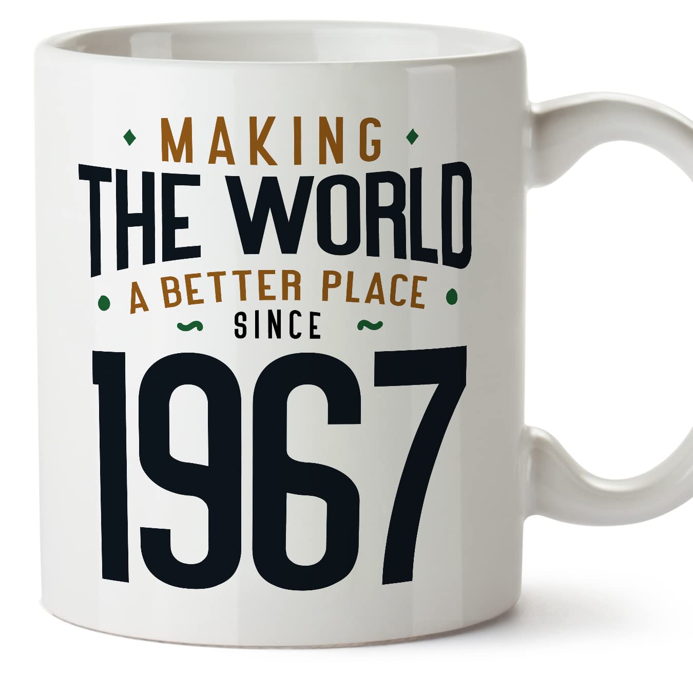 MUGFFINS 1967 Birthday Mug - in English - Making the World a Better Place - Funny Anniversary Present - 11 oz — image 1