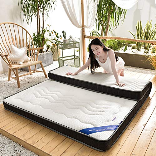EOVL Colchón de Latex,Japonés Suelo Futón Colchón Topper de Tatami, Plegable Soft Espesar Funda de Moquetas Colchón Sleeping Pad Transpirable,para Cama Mat para Camping Yoga,White(10cm),120x190cm