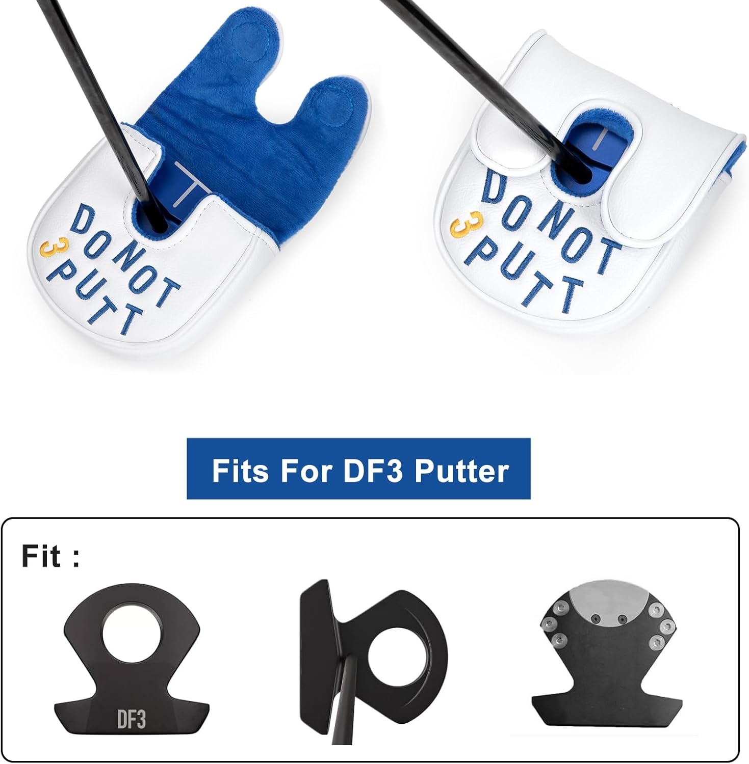Golf Mallet Putter Cover Golf Putter Headcover with Strong Magnetic Closure Do Not 3PUTT Golf Putter Cover for DF3 Putter & OZ1 MEZZ 1 MEZZ1 MAX Putter