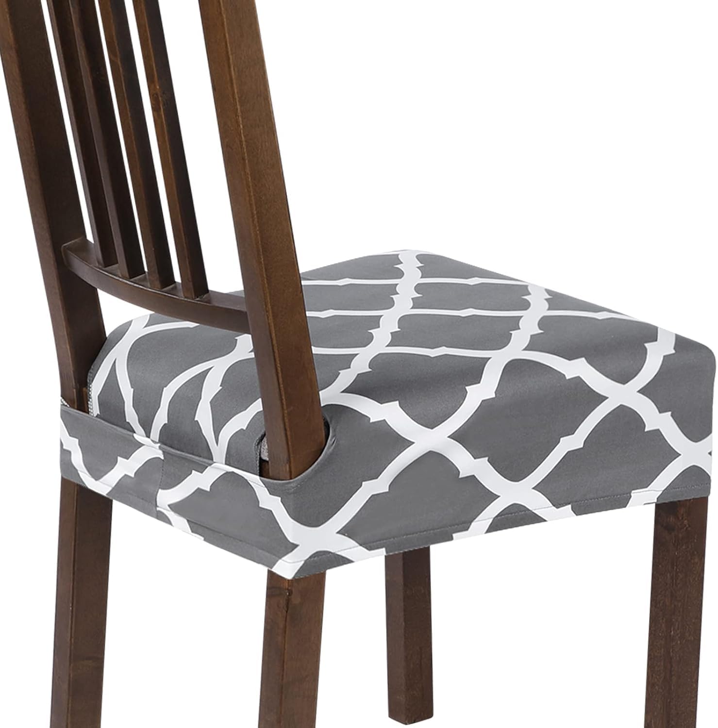 SearchI Dining Chair Seat Covers Set of 8, Rear Covered, Grey
