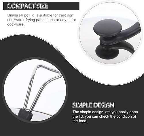 Miniatura 4 de Tofficu Wok - Tapa universal de 12.5 pulgadas, tapa de olla de acero inoxidable, tapa para olla, tapa de repuesto para utensilios de cocina, tapa de