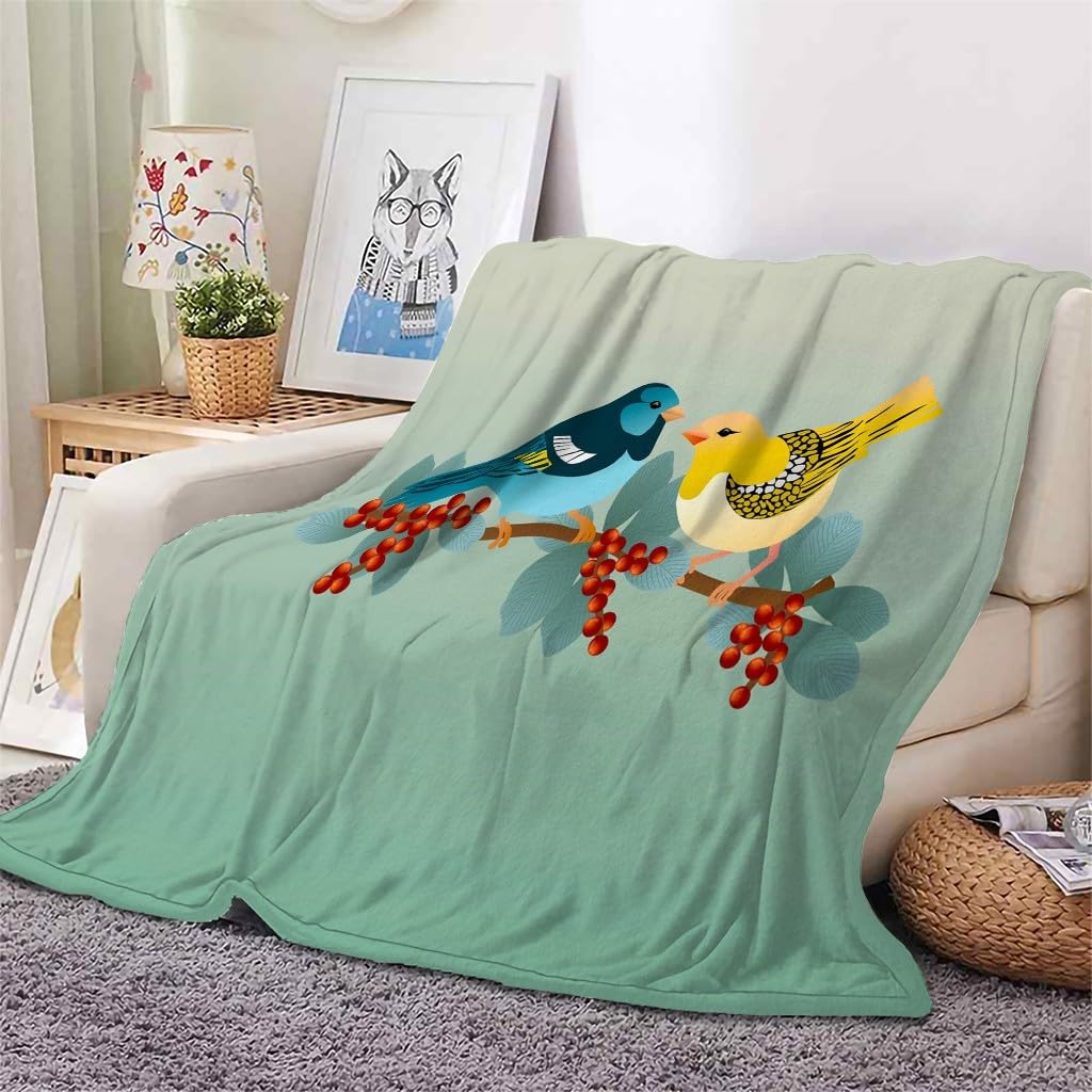 Koc z czerwonymi owocami kocyki dla ptaków koc na łóżko pojedyncze ciepło miękki koc na sofę flanelowy 180 x 200 cm na wszystkie pory roku