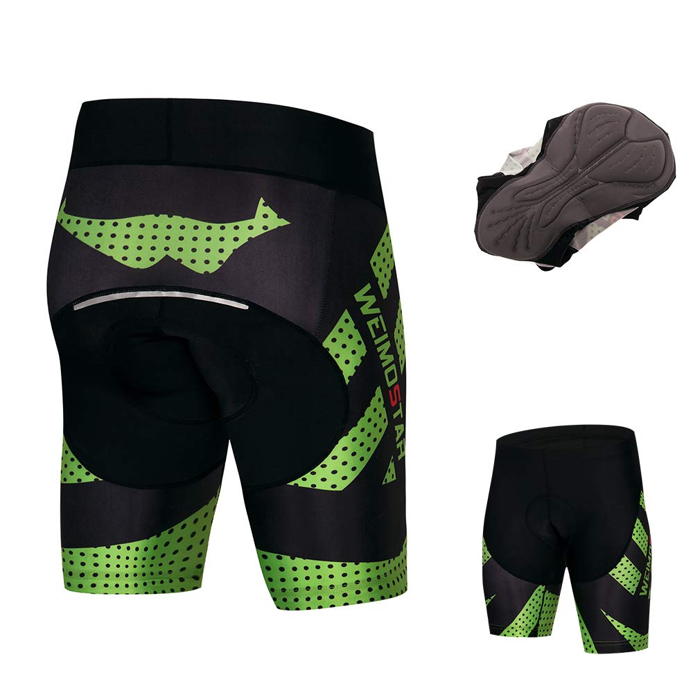 Cycling Shorts Men Coolmax 4D Gel Padded Tight Shockproof Reflective Safe at Night Green XL