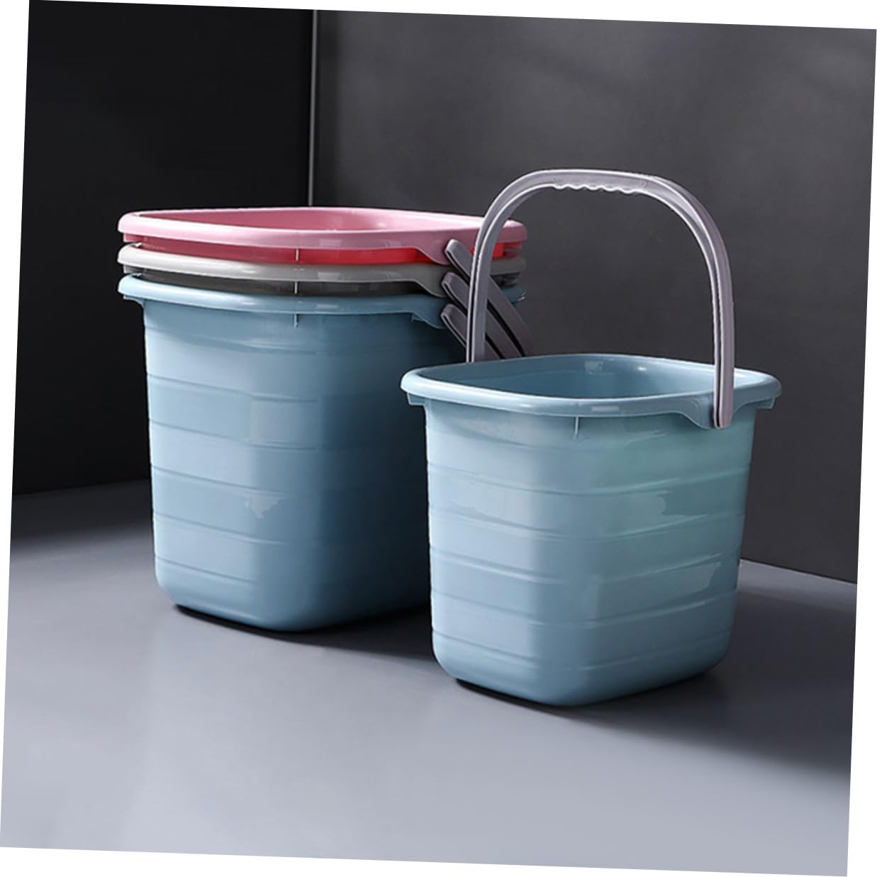 Secchio di Plastica Rettangolare Manico Portatile Antiscivolo per Pulizie Domestiche e Giardinaggio Capacità Grande per Famiglie e Ranch