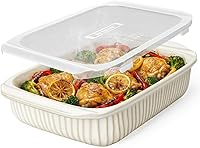 Artena 5.1 Quart Ceramic Baking Dish with Lid - Oven Safe Lasagna Pan, Deep Casserole Dish with Wide Handles for Family Meals