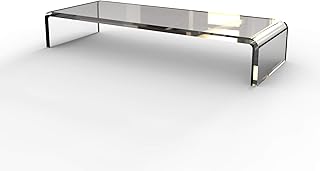e/ Supporto per Monitor E TV di Design, Made in Italy, 52X20 CM, Altezza dal Piano 9 CM Realizzato in Materiale di Alta QUALITA' Trasparente