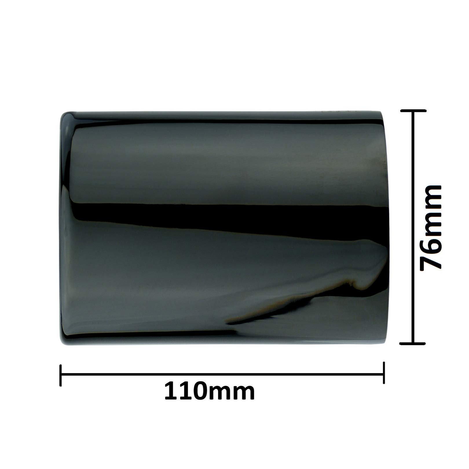 L&P A305 1 Terminale di Scarico in acciaio inox, 76 mm nero lucido cromato, plug & play, tubo di scappamento, codice: 18307622764 7622764-18307622762 7622762