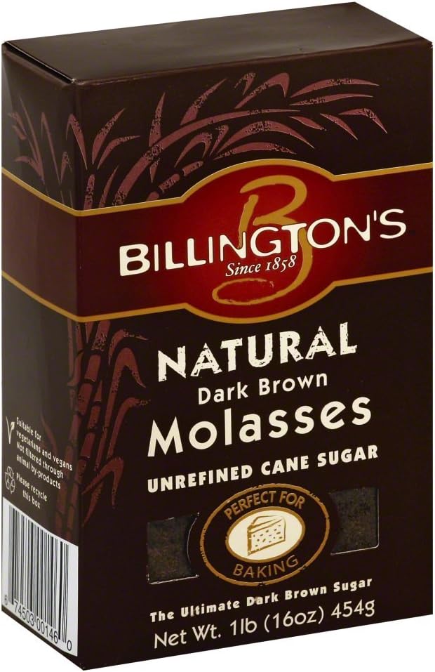Billington's Natural Dark Brown Molasses Sugar, 1 LB 1 Pound (Pack of 10)